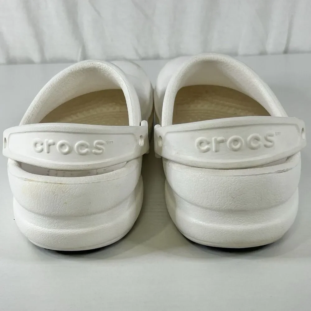 CROCS Bistro Work Clogs Mens 6 Women’s 8 White Slip-Resistant Shoes